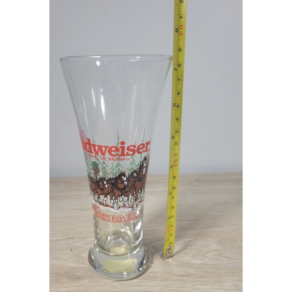 Budweiser Clydesdale Tall Pilsner Glass Winter Scene Single - Picture 5 of 5